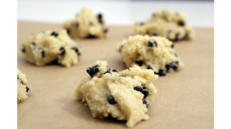 Close up of chocolate chip cookie dough