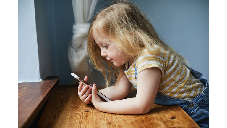 Child using a smartphone