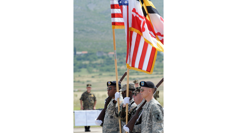 Members of the US millitary colour guard