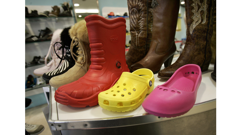 A sample of Crocs shoes on display in a...