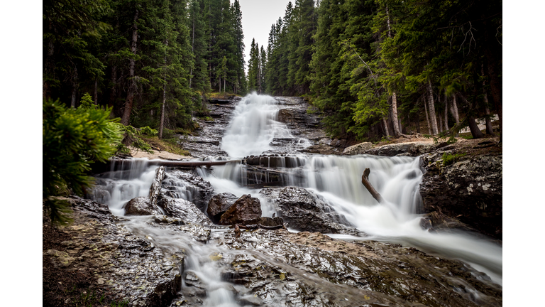 Beautiful mountain stream and waterfall near Silverton and Ouray Colorado in the San Juan Mountains, Rocky Mountains Colorado.