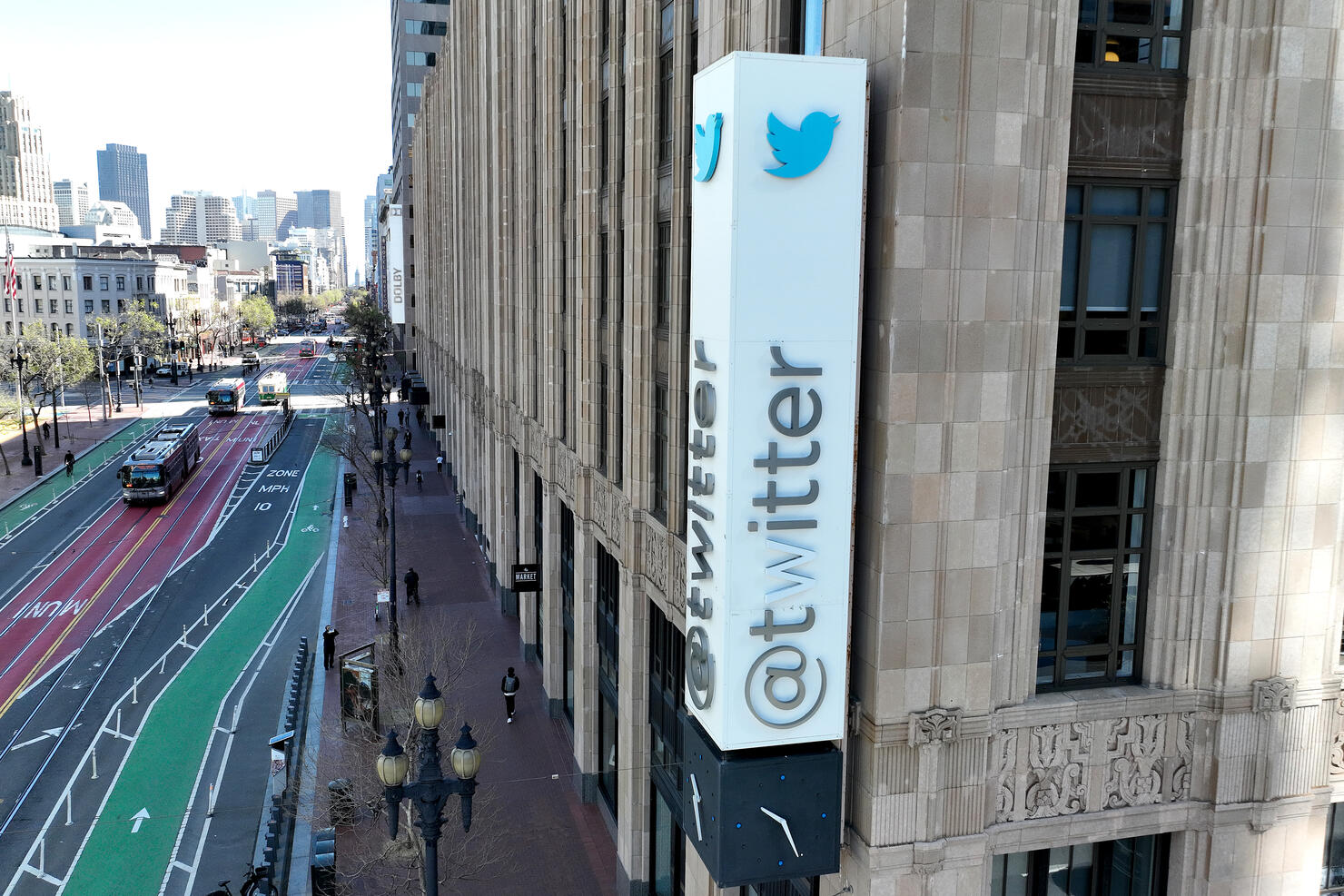 Twitter Modifies Its Sign Outside San Francisco Headquarters
