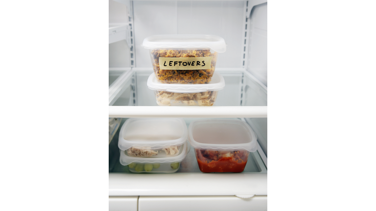 Leftover containers in refrigerator