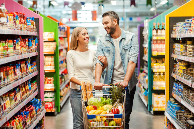 Enjoying shopping together.