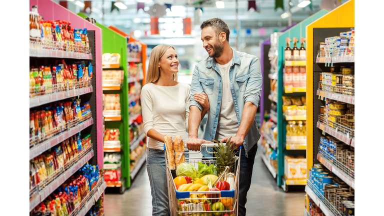 Enjoying shopping together.