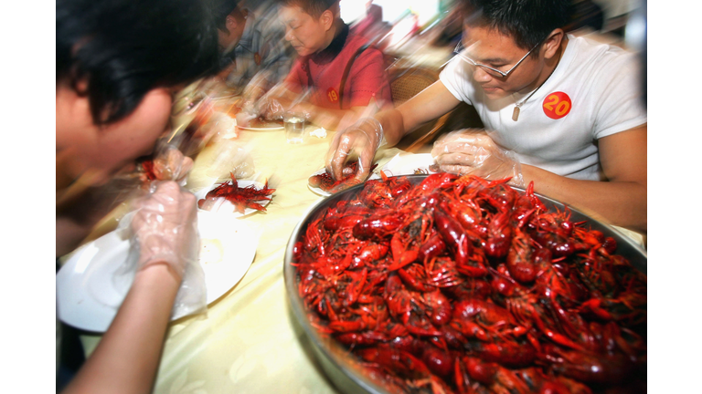 Contestants Eat At A Spicy Crayfish Eating Match