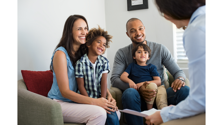 Family talking with counselor