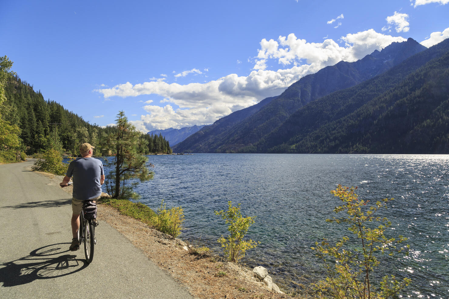 Cycling by Lake Chelan