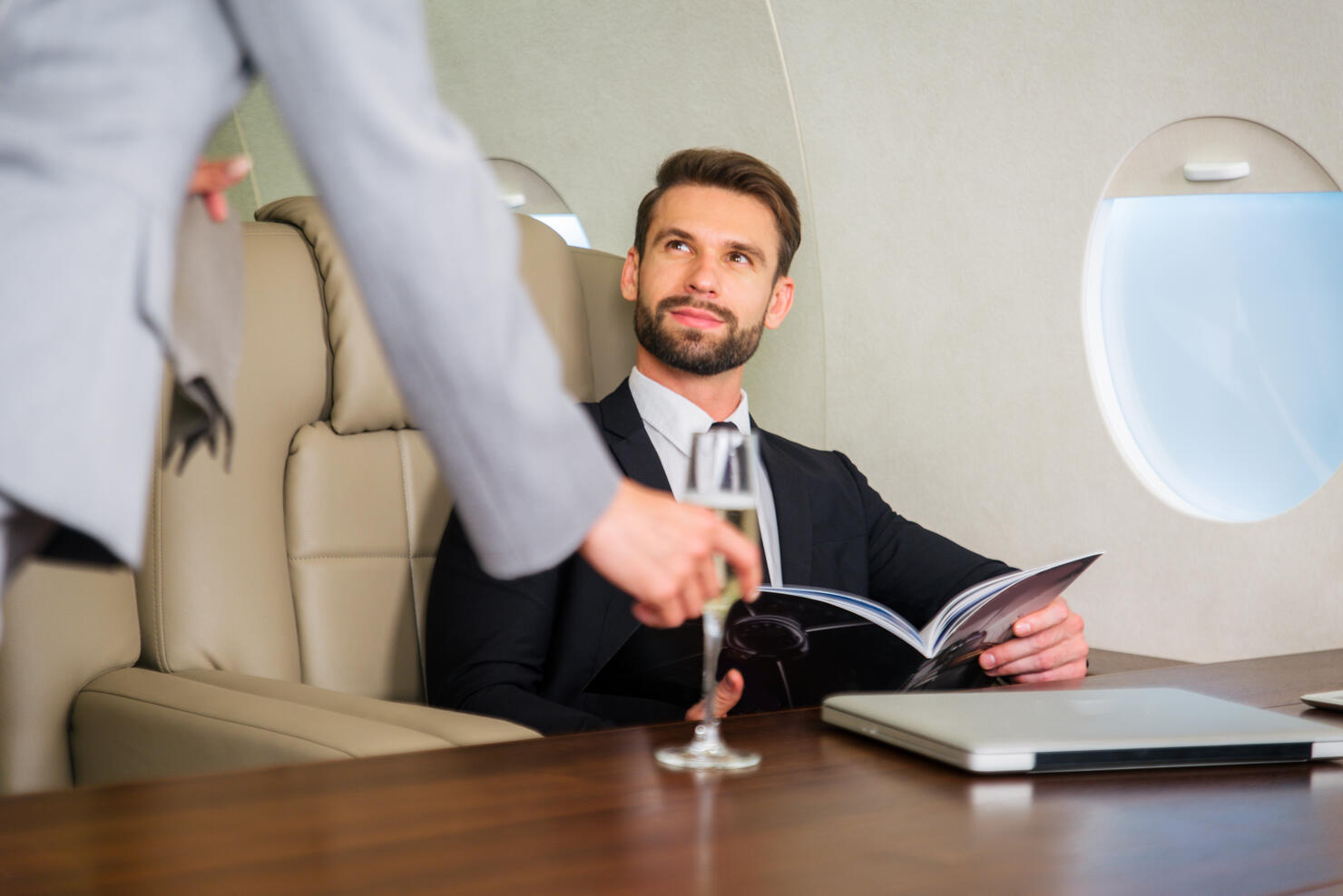 Businessman On Private Jet
