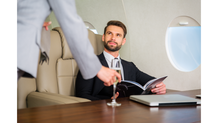 Businessman On Private Jet