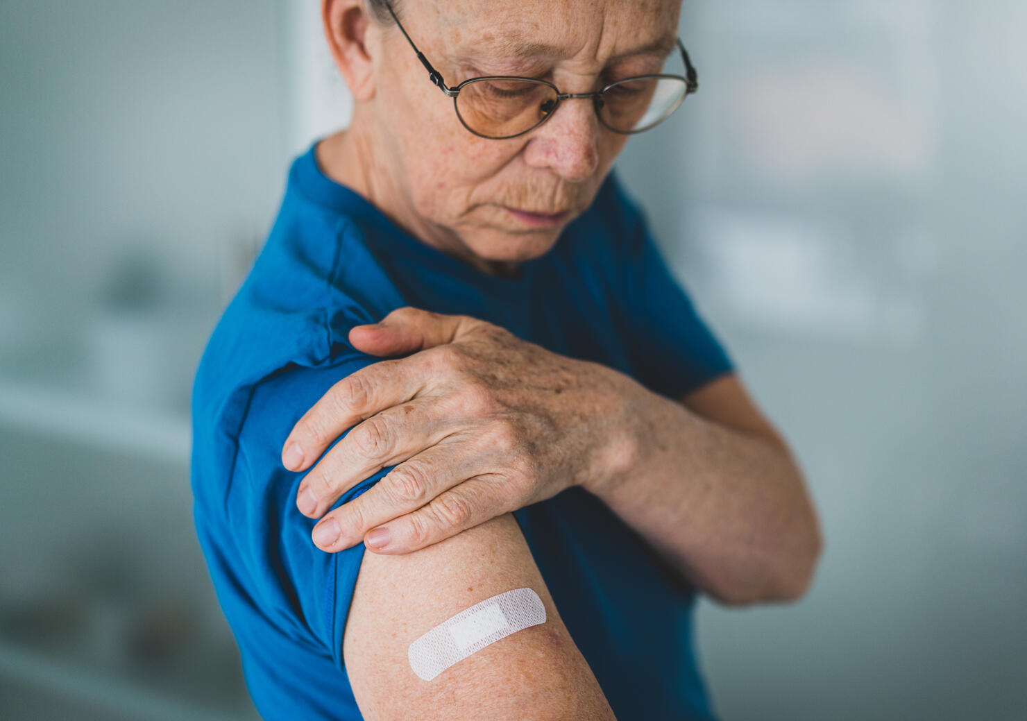 Senior man right after getting covid-19 vaccine