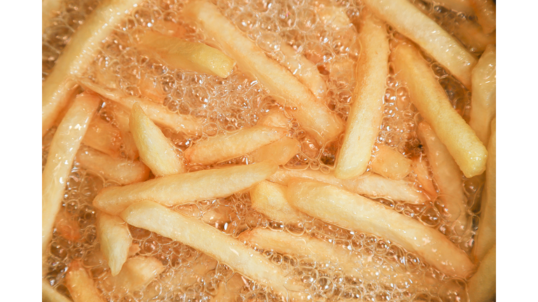 Cooking french fries.
