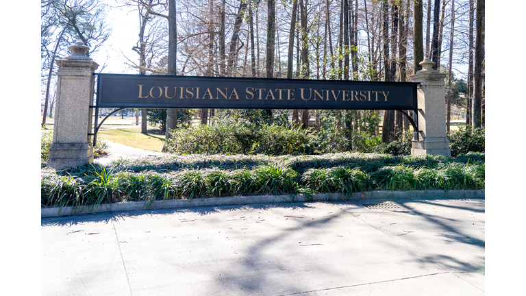 Louisiana State University sign at the campus in Baton Rouge, Louisiana, USA.