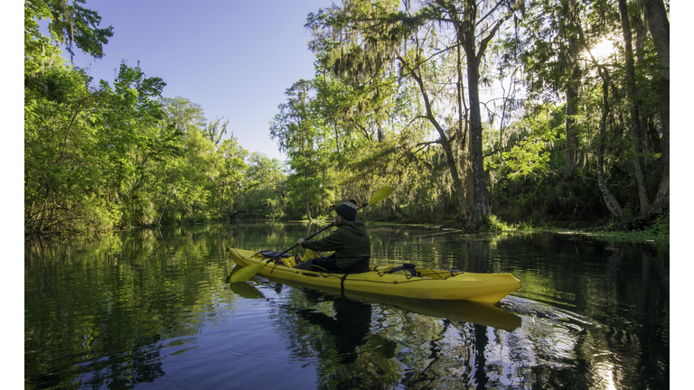 Kayaker at Dawn on the Silver River