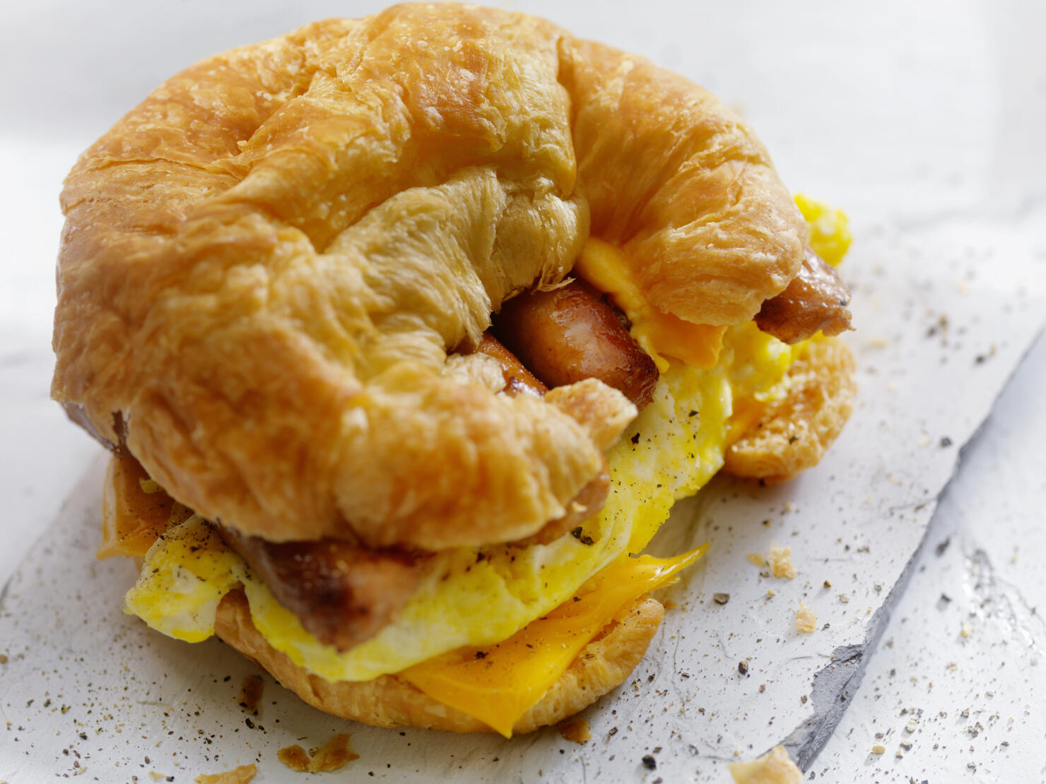 Egg, Sausage and Cheese Breakfast Croissant