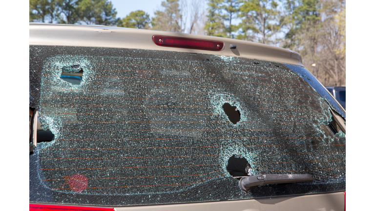 Hail damage or wrecked broken back auto glass
