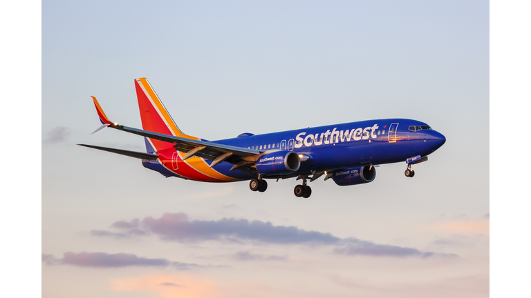 Southwest Boeing 737-800 airplane at Dallas Love Field airport in the United States