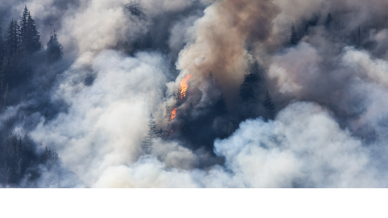 BC Forest Fire and Smoke over the mountain near Hope