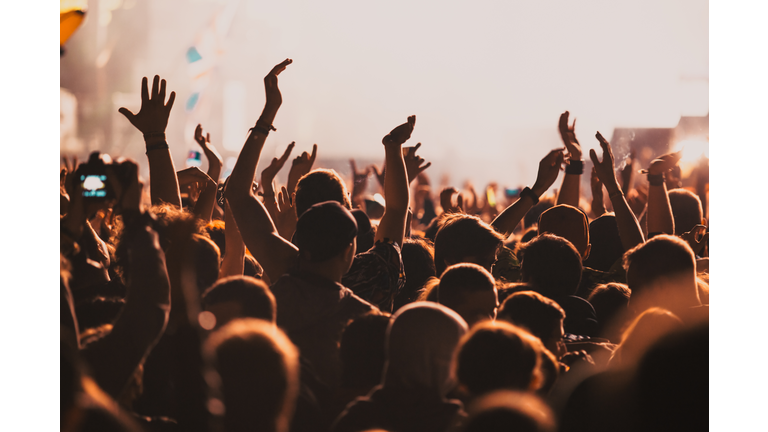 concert and festival background crowd of people partying