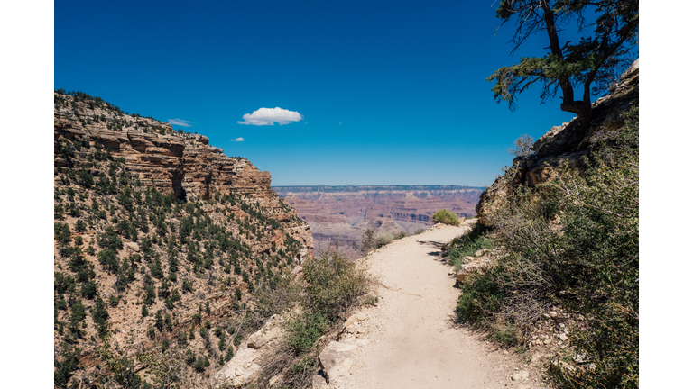 Hiking path at bright angel trail in grand canyon national park