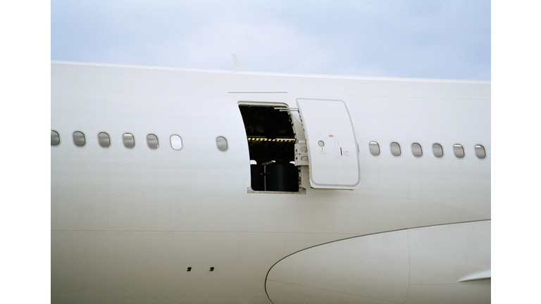 Open door of airplane