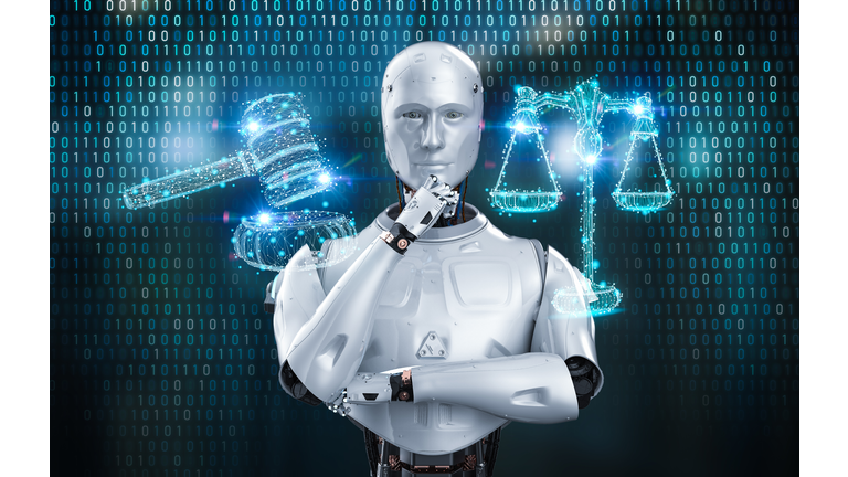 Cyber law or internet law concept with ai robot