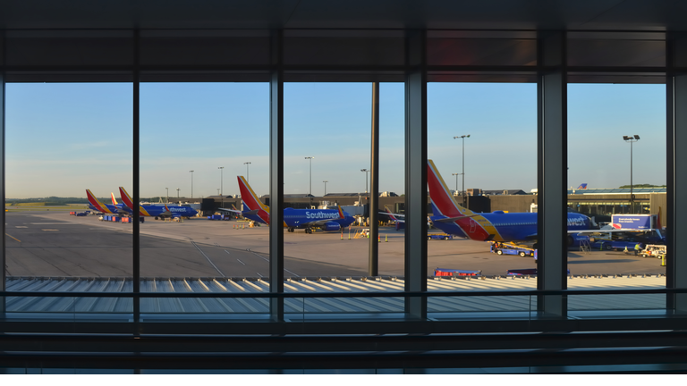 Passenger Planes Lined up at BWI Terminal