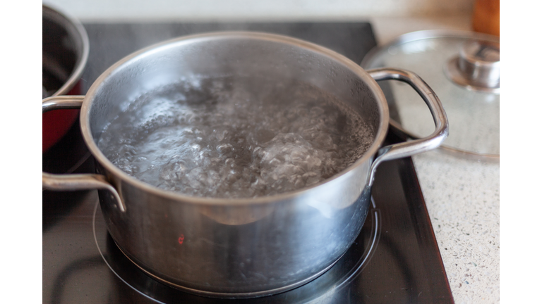 Boiling water in a pot