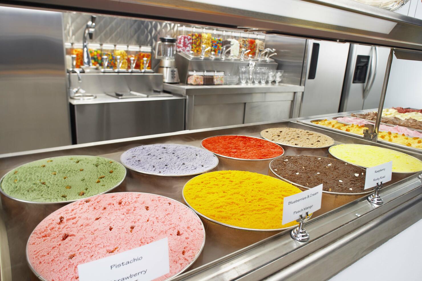Variety of ice cream flavors