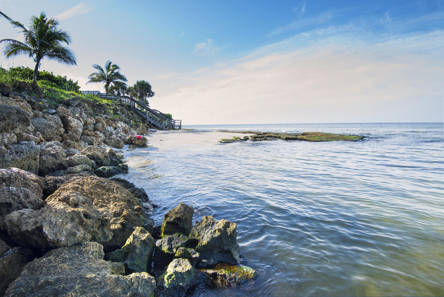 Florida, Siesta Key, Point Of Rocks, Limestone Formations, Gulf Of Mexico