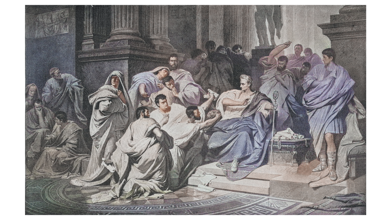 Old engraved illustration of Death of Julius Caesar, Ides of March
