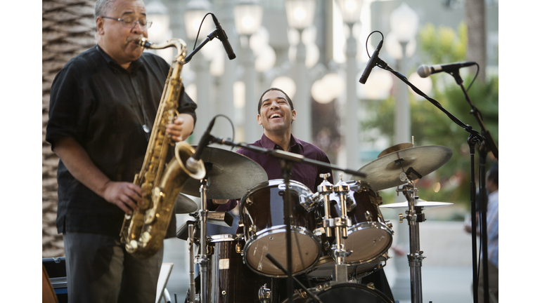 Men playing in jazz band