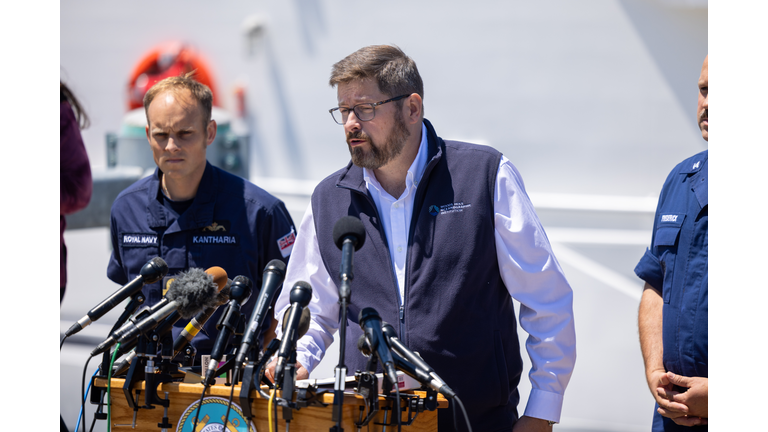 U.S. Coast Guard Briefs The Media On Search Efforts For The Missing Submarine Near Titanic