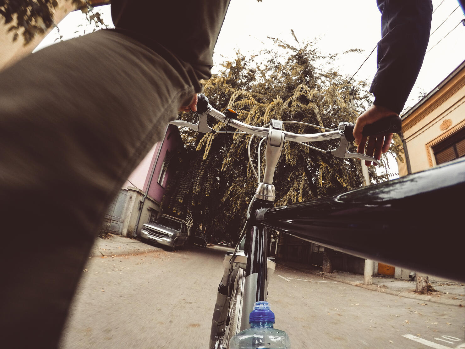 Riding a bicyle