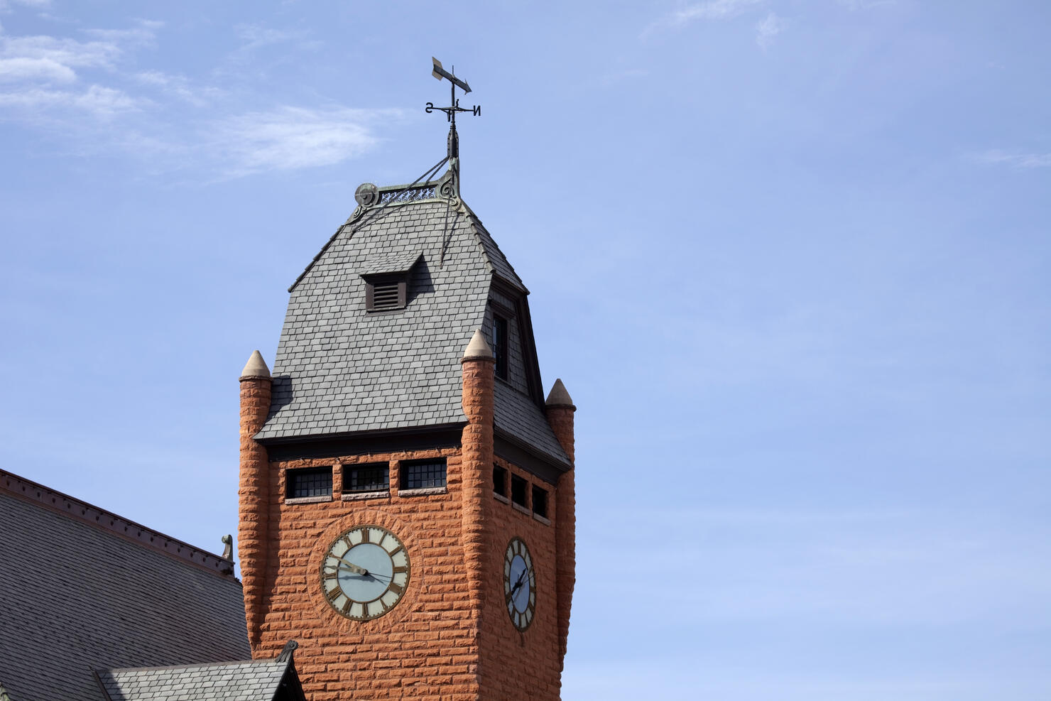 Clock Tower Pueblo's Union Train Station Colorado copy space horizontal