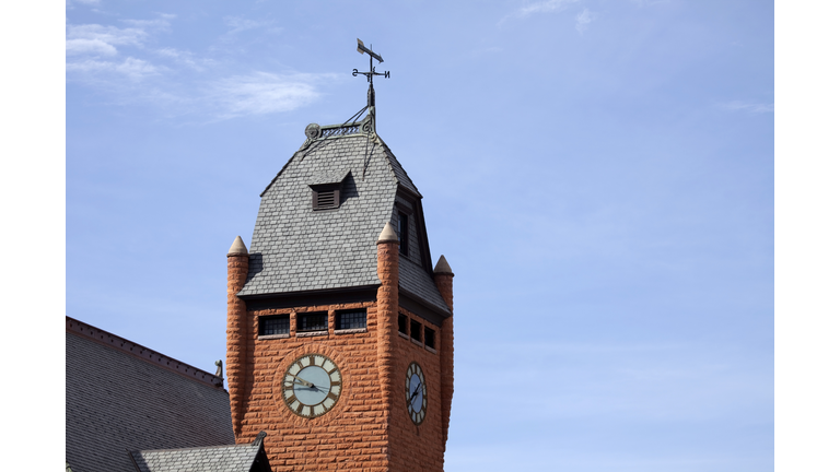 Clock Tower Pueblo's Union Train Station Colorado copy space horizontal