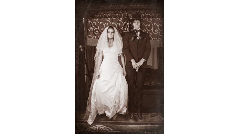 Vintage Image of Levitating Bride and Groom