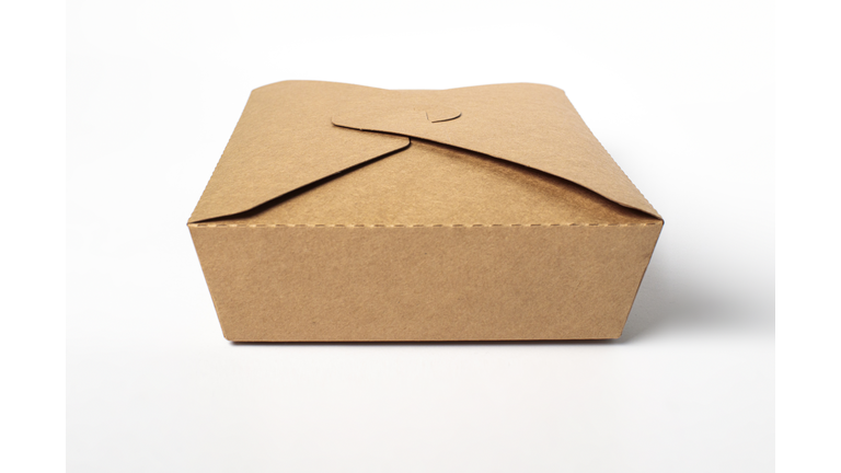 paper container, brown carton on white background. Recyclable packaging