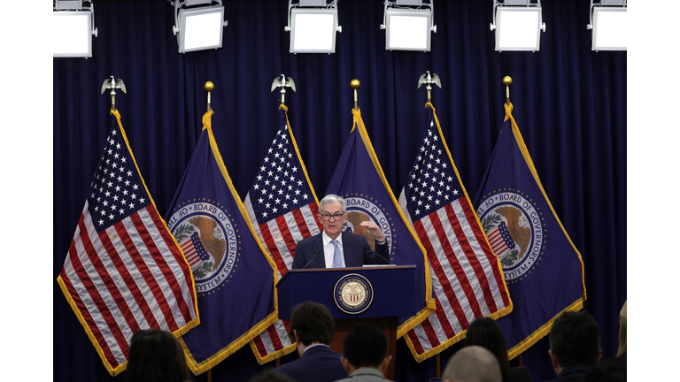 Chairman Jerome Powell Holds A Press Conference At The Federal Reserve