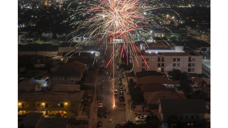 Fireworks Go Off Across Los Angeles On Fourth Of July