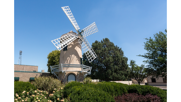 Holland Wilson windmill, now in the Emick's collections of the antique windmills. Located in the Lamar downtown, Colorado