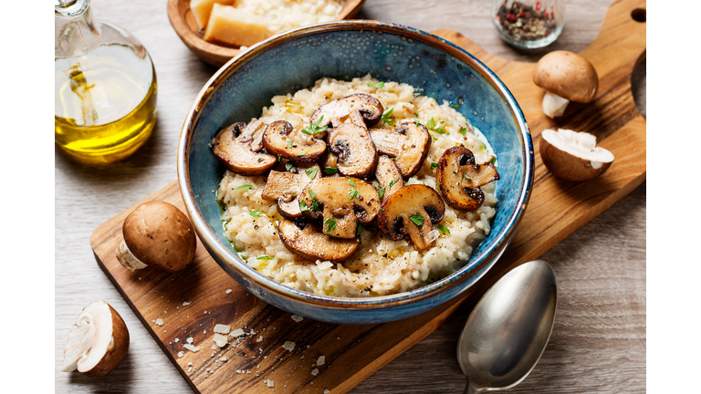 Risotto with brown champignon mushrooms