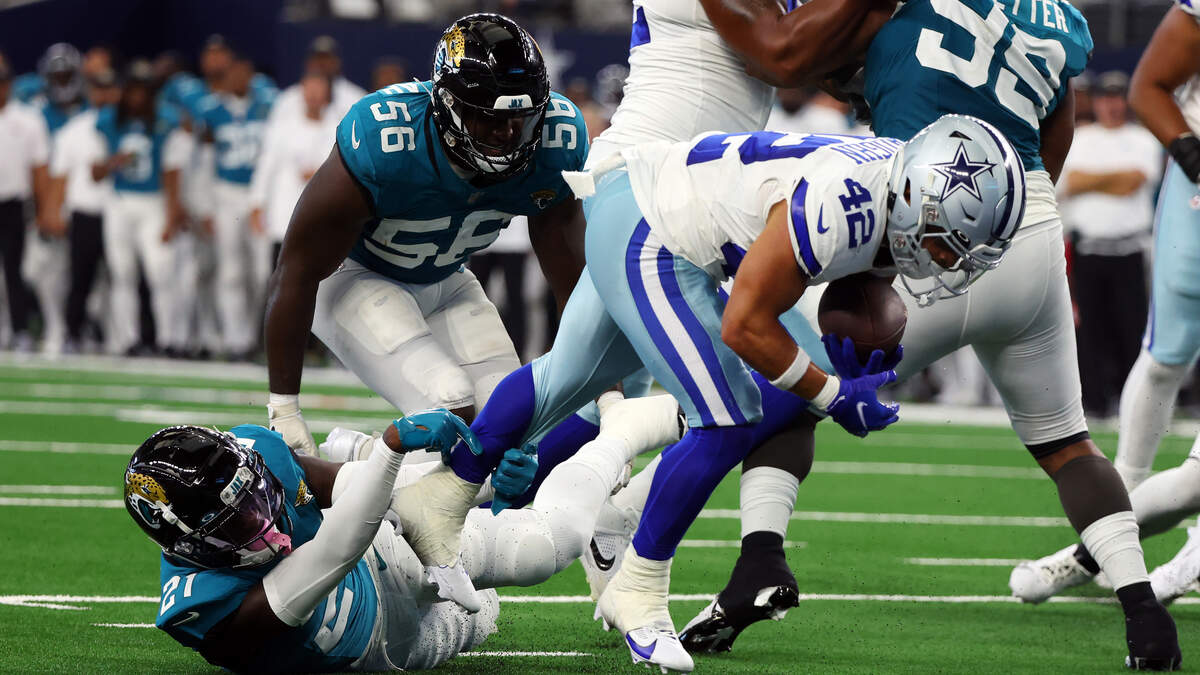 Dallas Cowboys defensive end Ben Banogu (94) is seen during an NFL football  game against the Jacksonville Jaguars, Saturday, Aug. 12, 2023, in  Arlington, Texas. Jacksonville won 28-23. (AP Photo/Brandon Wade Stock  Photo - Alamy