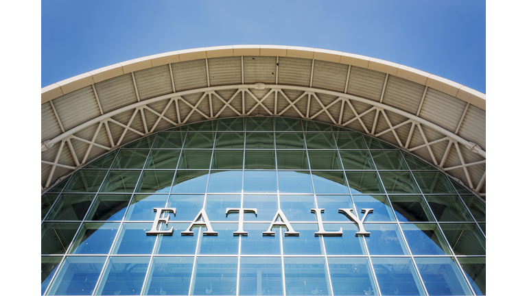 exterior glass facade of the famous Italian food store Eataly in Rome