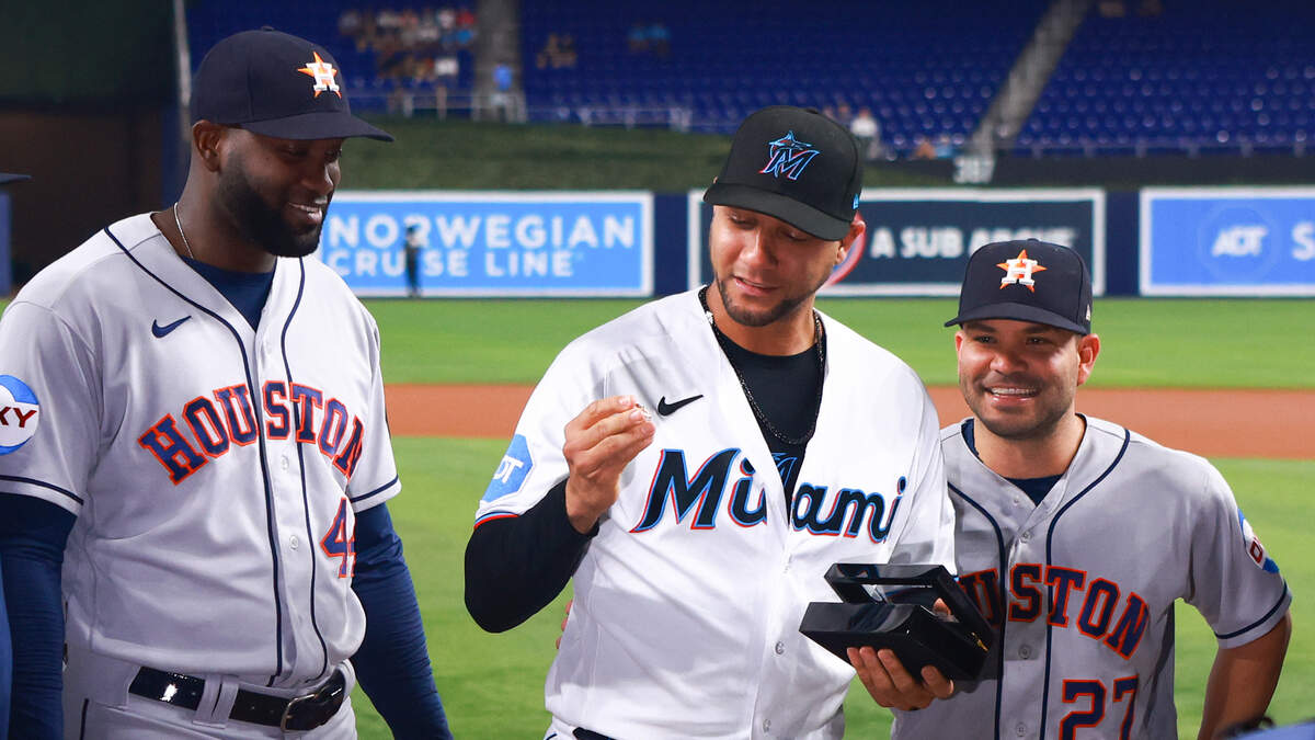 Yuli Gurriel and Jose Altuve tried on the Astros' new Gurriel