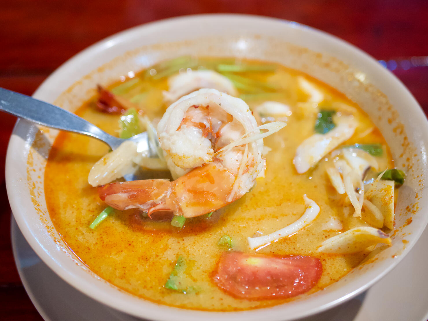 Prawns in the spicy and sour soup, Tom Yum, Thai traditional food
