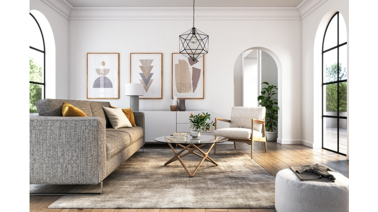 Modern living room interior - 3d render