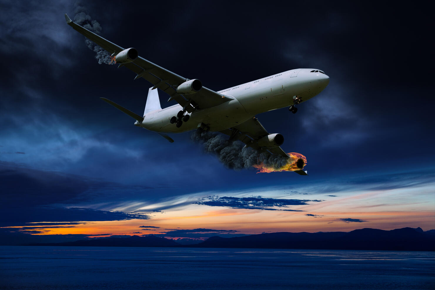 Cinematic Portrayal of Airplane With Engine Fire
