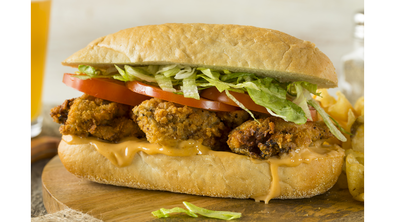 Homemade Fried Oyster Po Boy Sandwich