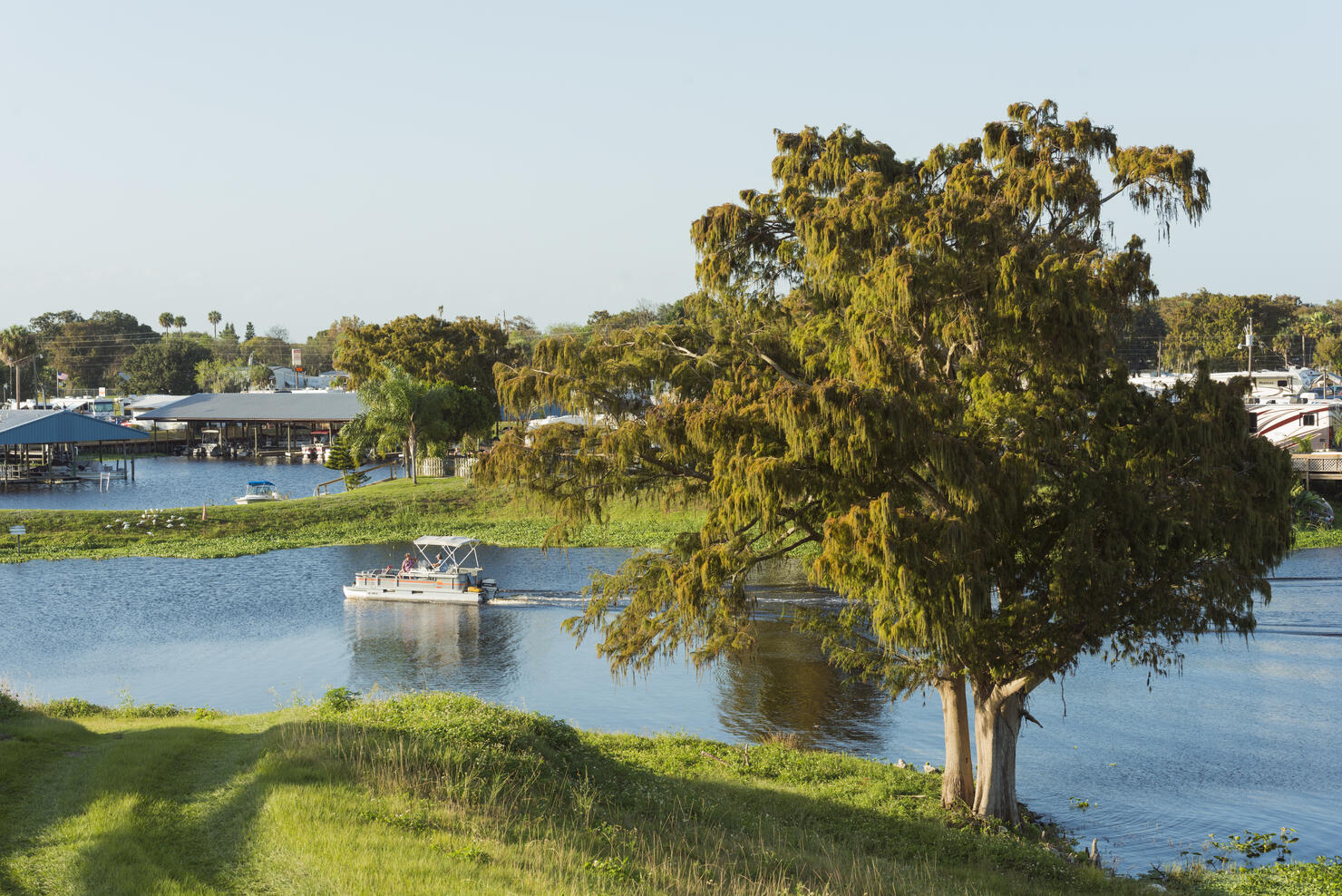 Pontoon Boat Rides on Lake Okeechobee Canal Florida USA